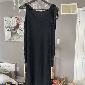Theory One Shoulder Black Dress
